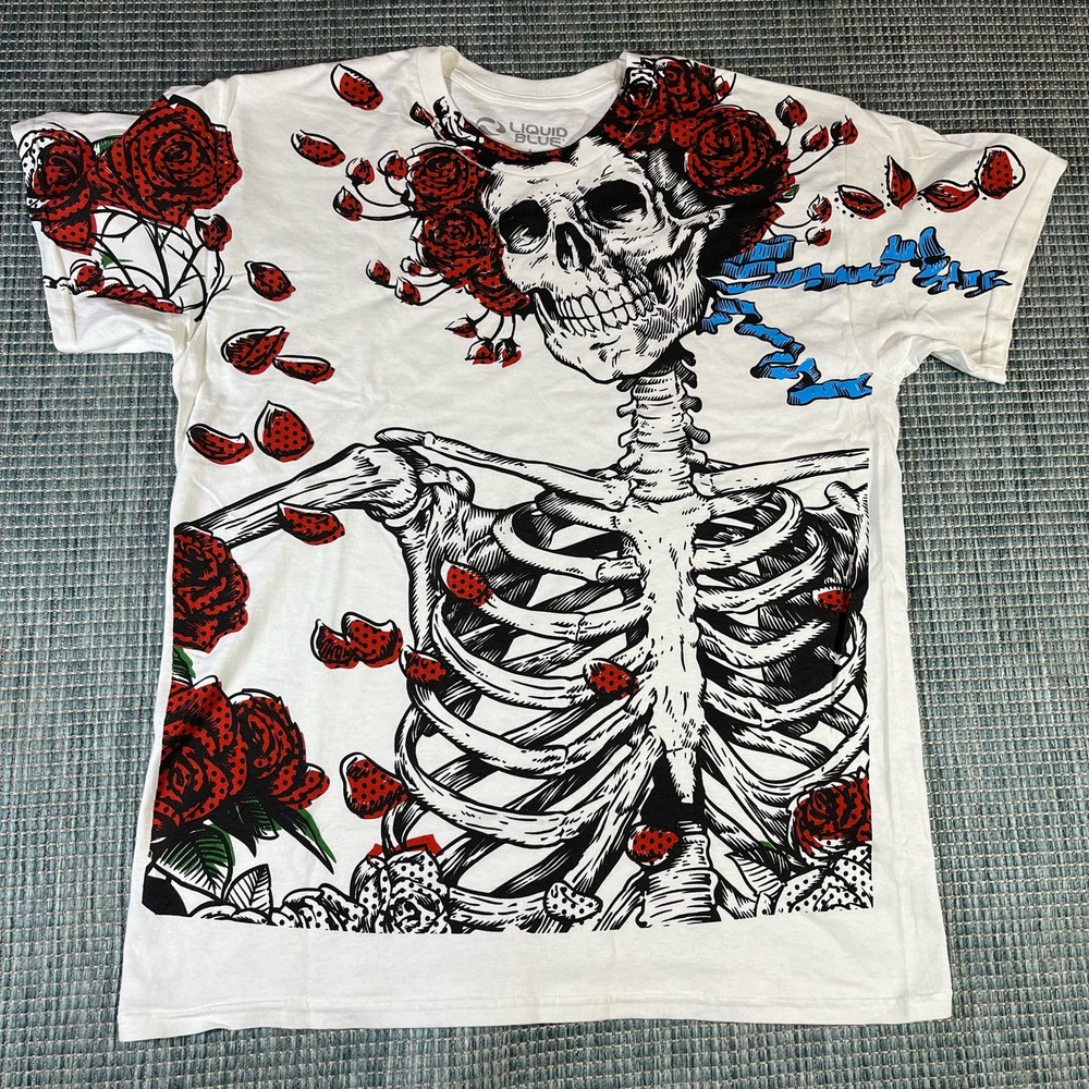 Liquid Blue GRATEFUL DEAD-ORIGINAL WOODCUT BERTHA-Big Print T-SHIRT Sz L